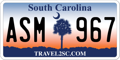 SC license plate ASM967