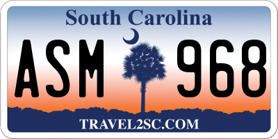 SC license plate ASM968