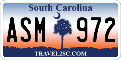 SC license plate ASM972