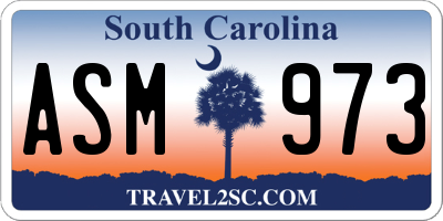 SC license plate ASM973