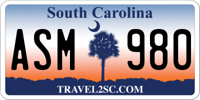 SC license plate ASM980