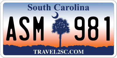 SC license plate ASM981