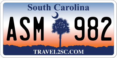 SC license plate ASM982
