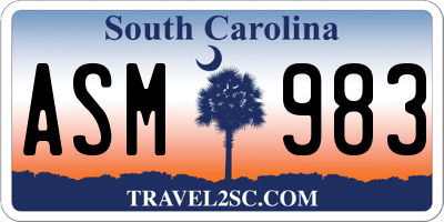 SC license plate ASM983