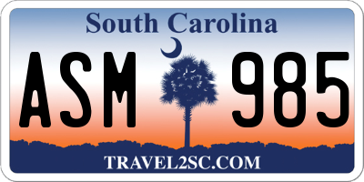SC license plate ASM985