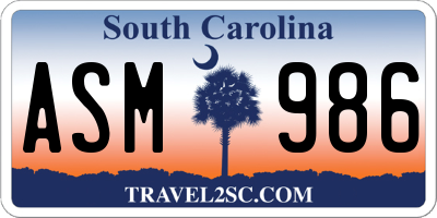 SC license plate ASM986