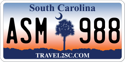 SC license plate ASM988