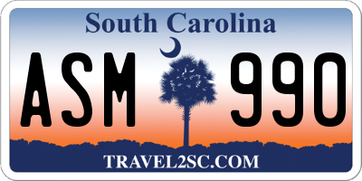 SC license plate ASM990