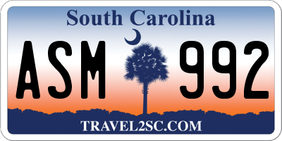 SC license plate ASM992