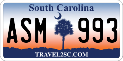 SC license plate ASM993
