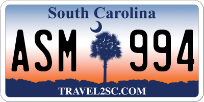 SC license plate ASM994