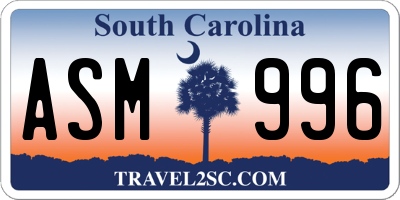 SC license plate ASM996