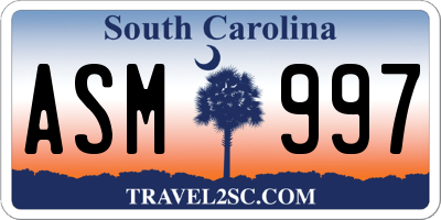 SC license plate ASM997