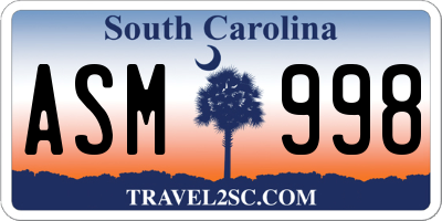 SC license plate ASM998