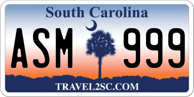SC license plate ASM999