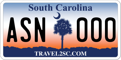 SC license plate ASN000