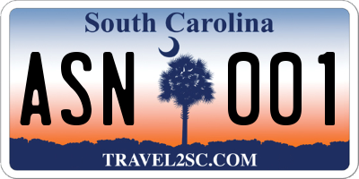SC license plate ASN001