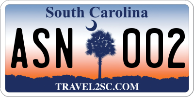 SC license plate ASN002