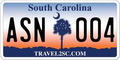 SC license plate ASN004