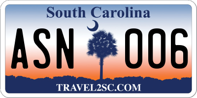 SC license plate ASN006