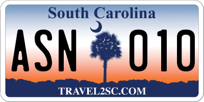SC license plate ASN010