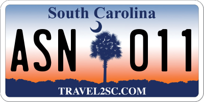 SC license plate ASN011
