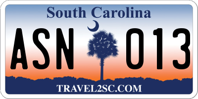 SC license plate ASN013