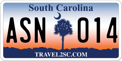 SC license plate ASN014