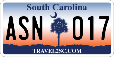SC license plate ASN017