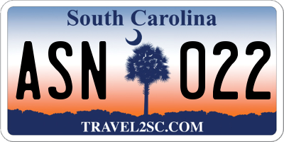 SC license plate ASN022