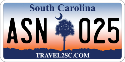 SC license plate ASN025