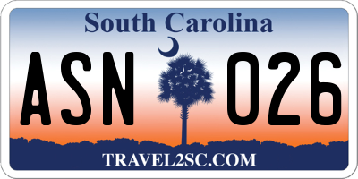 SC license plate ASN026