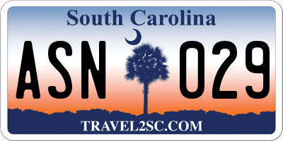 SC license plate ASN029