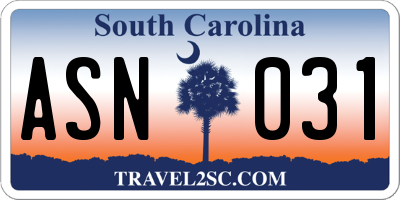 SC license plate ASN031