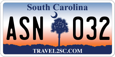 SC license plate ASN032