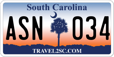 SC license plate ASN034