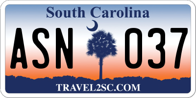 SC license plate ASN037