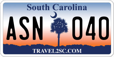 SC license plate ASN040