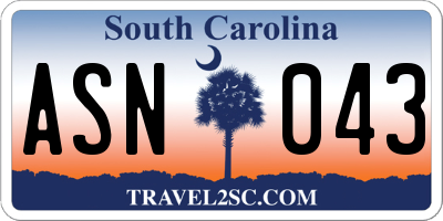 SC license plate ASN043