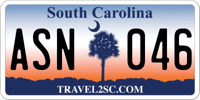 SC license plate ASN046