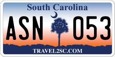 SC license plate ASN053