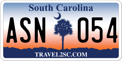 SC license plate ASN054