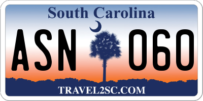 SC license plate ASN060