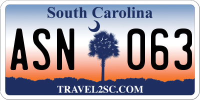 SC license plate ASN063