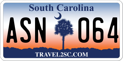 SC license plate ASN064