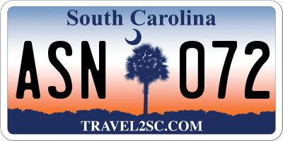 SC license plate ASN072