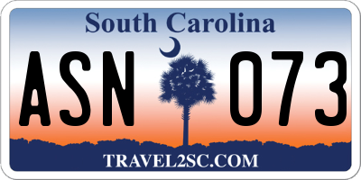 SC license plate ASN073