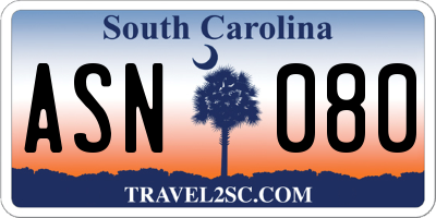 SC license plate ASN080