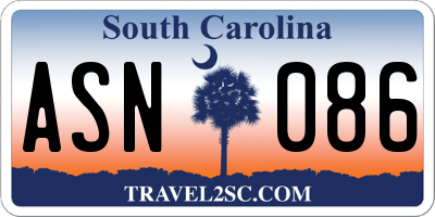 SC license plate ASN086