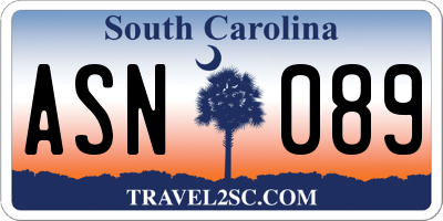 SC license plate ASN089